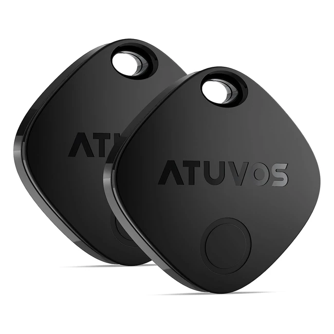 Atuvos Tracker Bluetooth Item Finder - iOS Compatible - 120m Range - Replaceable Battery - Waterproof - 2 Pack Black