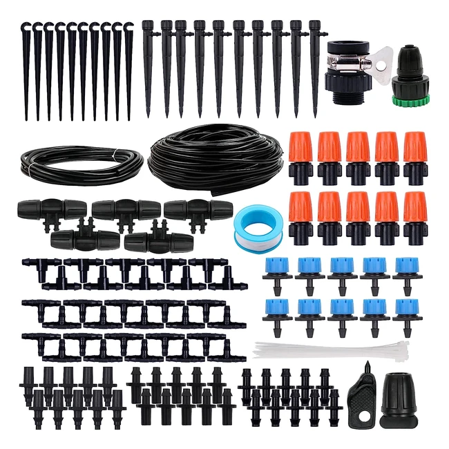 Kit irrigazione Anjeey con tubo da 405m - Sistema automatico regolabile per giardino, terrazzo e orto