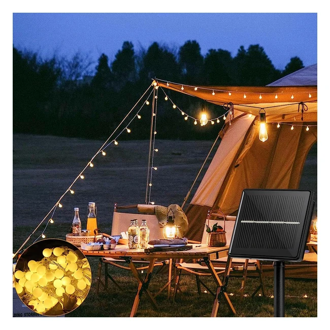 Guirlande Lumineuse Solaire 8m 80 LED - Étanche IP65 - 8 Modes - Blanc Chaud