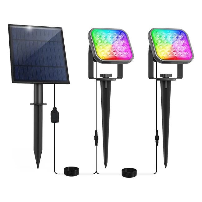 Lampe Solaire Extérieur Jardin Natpow 2 en 1 IP65 Étanche - Projecteur Solaire RGB