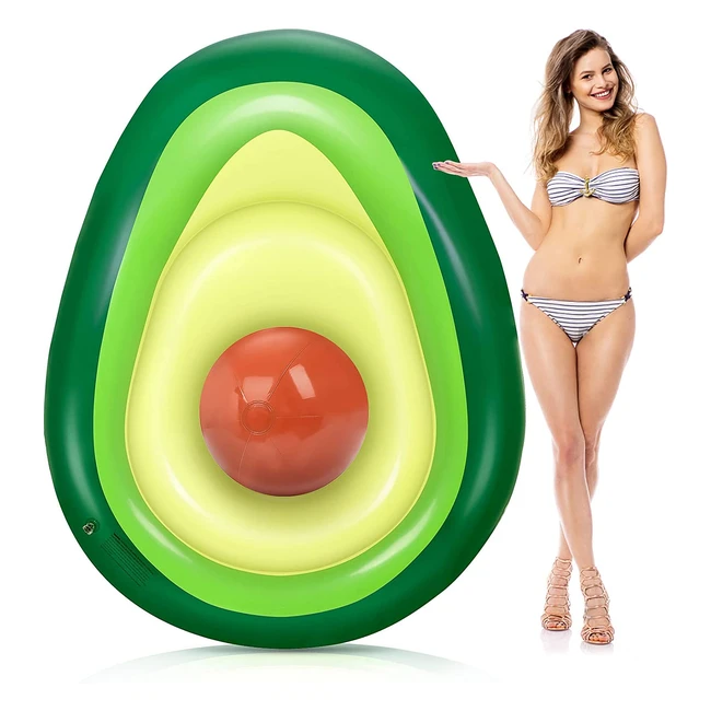 Flotador Inflable Aguacate con Pelota - PVC Protección Medio Ambiente - Fiesta Playa Piscina Verano