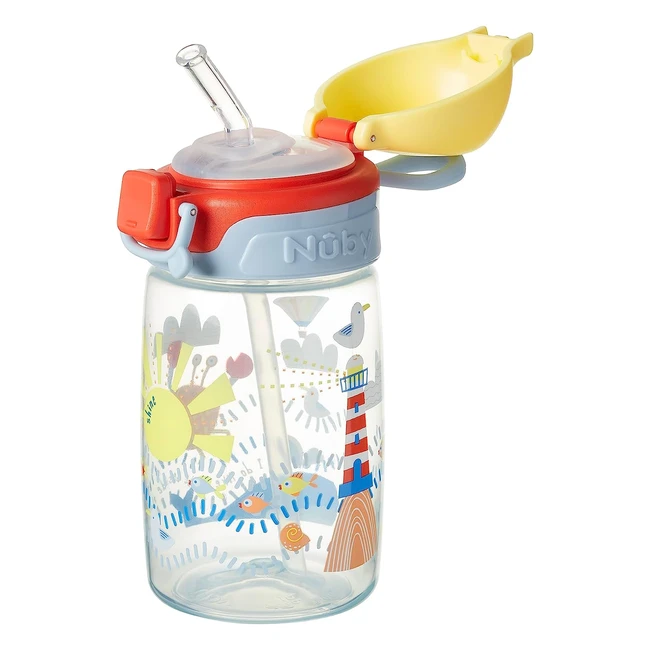 Nuby Super Straw Water Bottle - No Spill Toddler Sippy Cup - 360ml - Dishwasher Safe