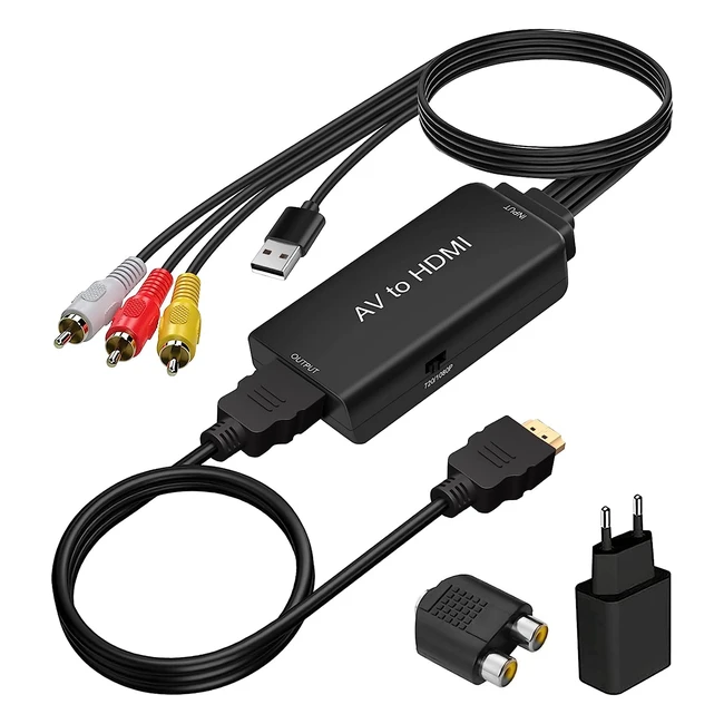 Convertisseur RCA vers HDMI 1080p - Compatible TV PC PS3 - Plug and Play