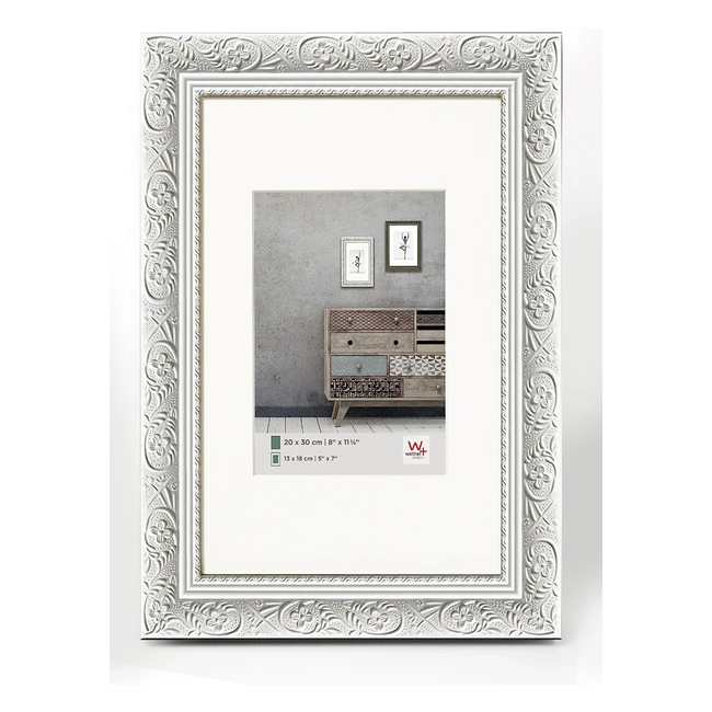 Marco de Madera Blanco Walther Design CR070W - 50x70 cm - Perfil de Relieve