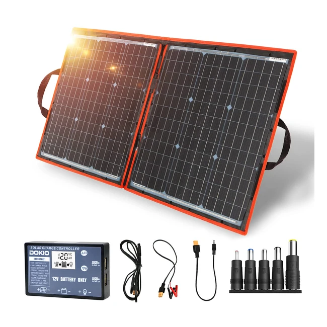Dokio 80W Pannello Solare Portatile - Energia Solare per Viaggiare - Regolatore 10A - USB 5V 2A