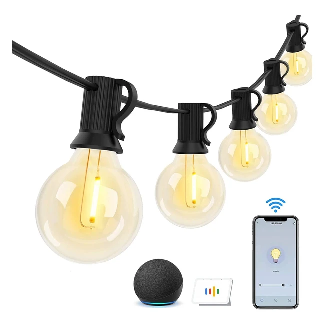 ¡Luces exteriores inteligentes! Guirnaldas luminosas de exterior bomcosy 36.56m, regulables, WiFi y control de Alexa, IP45 impermeables