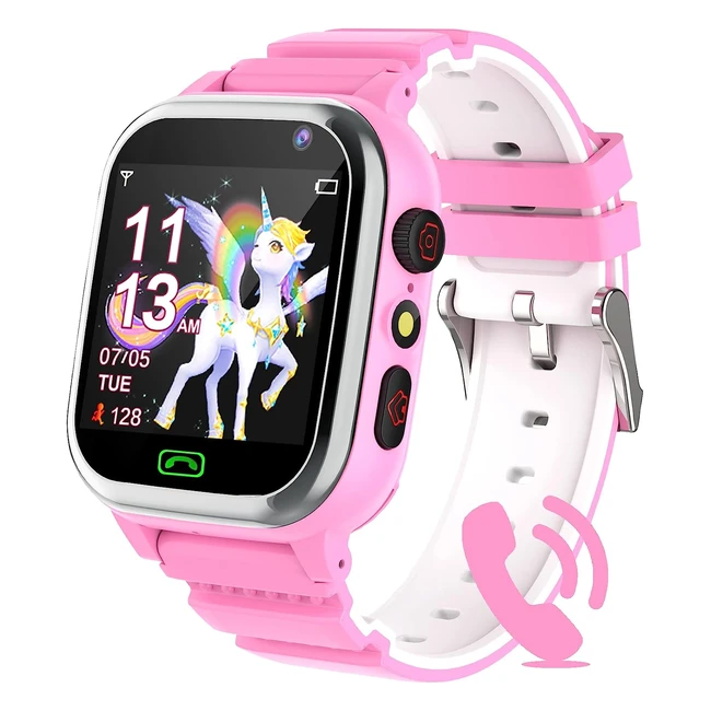 Montre Connectée Enfant KAACLY - SOS, Podomètre, Jeux, Réveil, Musique, Caméra - Cadeau Garçons et Filles