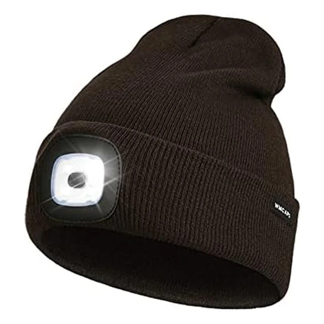 Rechargeable LED Lighted Beanie - Perfect Dad Gifts - Hands-Free Head Torch - Unisex Winter Warm Knit Beanie