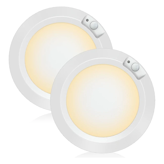 Plafonnier LED sans fil avec détecteur de mouvement - 210lm 3000k - Éclairage placard - Batterie incluse - Pack de 2