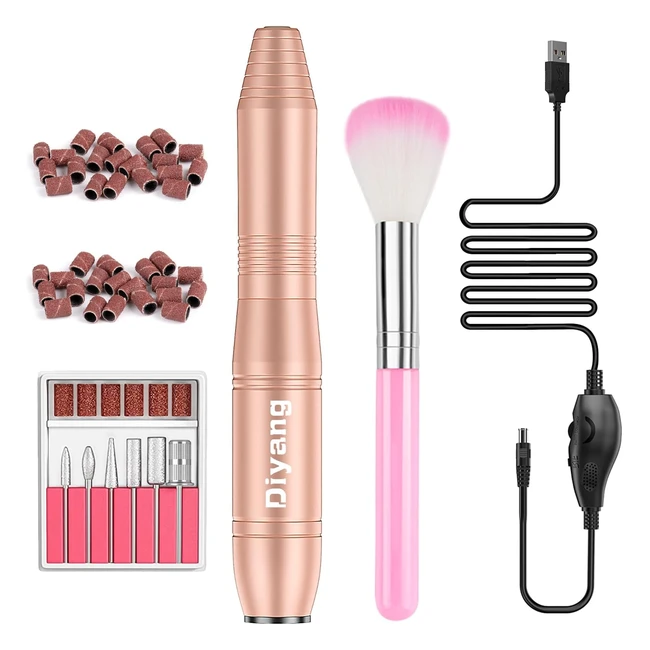Ponceuse à Ongle Électrique 6 en 1 Diyang - Vitesse et Direction Réglables - Kit de Manucure Portable - Cadeaux de Noël pour les Filles Dor