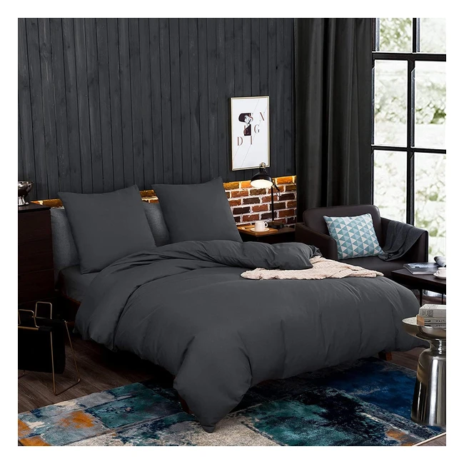 Hochwertige Bettwäsche aus gebürsteter Mikrofaser, 1 Bettbezug 200x200cm, 2 Kopfkissenbezüge 80x80cm, grau