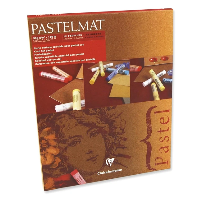 Blocco Clairefontaine 96111C Pastelmat N4 - 12 fogli 24x30 cm 360g - 4 colori assortiti