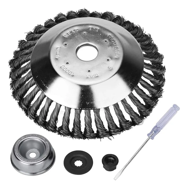 Kit de brosse débroussailleuse gazon 200x254mm, élimine les mauvaises herbes, brosse ronde avec roue en fil d'acier massif