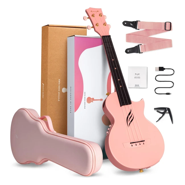 Enya Ukelele Concierto Eléctrico 23 Pulgadas Fibra de Carbono - Ajustable, Ligero y Portátil