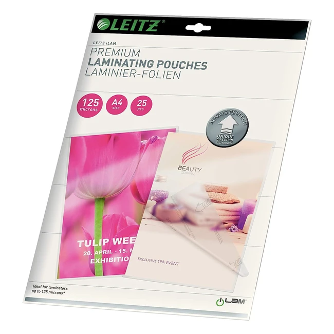 Leitz 74810000 Laminierfolien A4 glänzend transparent 125 Mikron 100er Pack