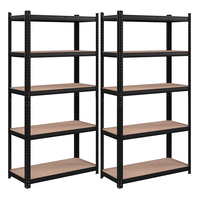 Songmics Schwerlastregal 2er Set, 875 kg belastbar, 5 verstellbare Ablagen, Schwarz