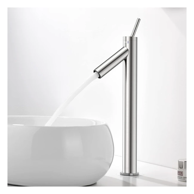 Grifo Lavabo Lonheo Monomando Acero Inoxidable - Agua Caliente y Fría - Sin Salpicaduras ni Ruido - 351mm