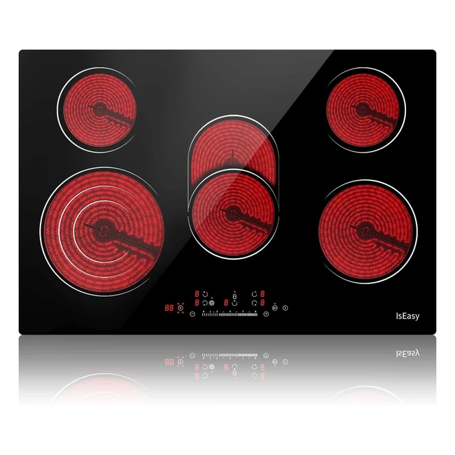 iseasy Glas-Keramik-Kochfeld 77 cm 8600 W mit 5 Kochzonen, Touch Control