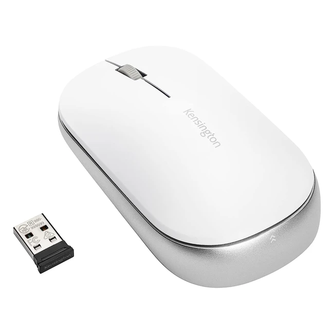 Kensington SureTrack Wireless Maus mit Bluetooth und Nano USB-Empfänger, ideal für Laptops und Desktop-Computer, kompatibel mit Chrome, Mac, Windows und Android, weiß K75353WW