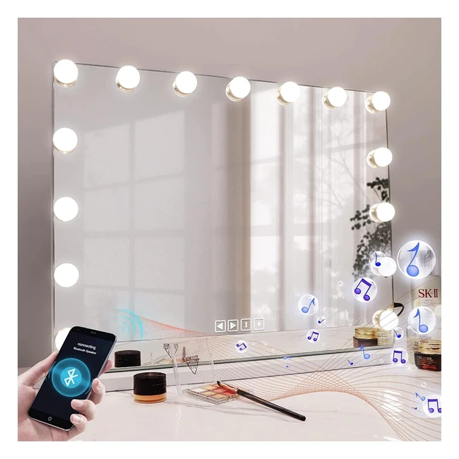 Miroir Maquillage Hansong avec Bluetooth, 15 Ampoules LED, Éclairage 3 Couleurs
