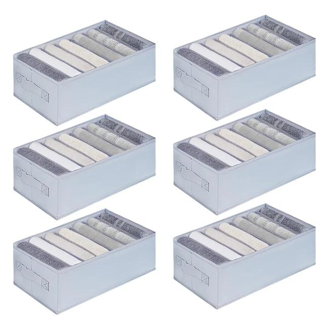 Lot de 6 rangements vêtement pour jeans - Organisateur de tiroir pliable et lavable - Gris clair