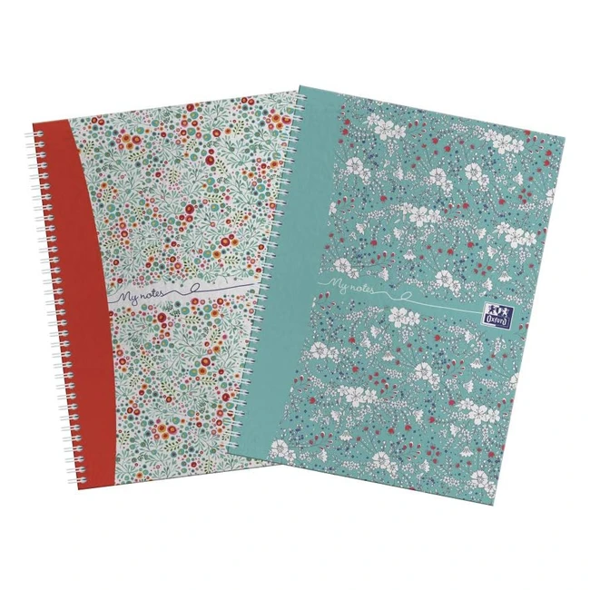 Oxford My Notes A4 Notebook Twin Pack - Floral and Bloom - 140 Pages