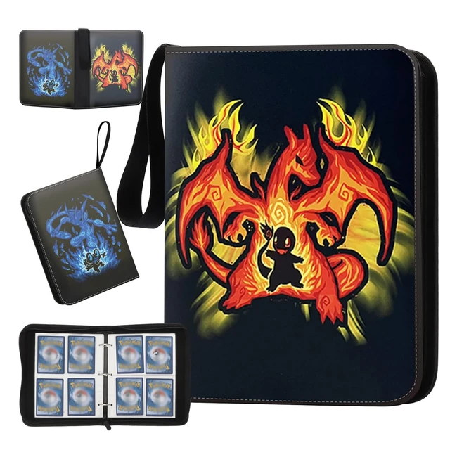 Classeur Carte Album 400 Pochette pour Cartes Collectionner - Compatible avec Yugioh MTG Magic GX EX VMAX Ninjago - Rouge