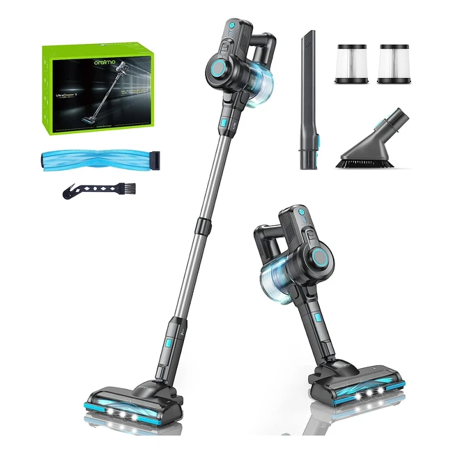 oraimo Cordless Vacuum Cleaner 6in1 Selfstanding Stick Vacuum Cleaner - Powerful Cordless Vacuum with LED Light - Cordless Hoover for Hard Floors Carpets - Pet Hair