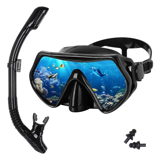Amiable Snorkel Set Adults | Anti-Fog Mask | Wide View | Tempered Glass | Dry Snorkel