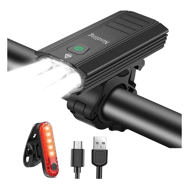 Luz Bicicleta LED Recargable USB3000 Lumen - Potente Luces Delanteras y Traseras - 6 Modos de Iluminación - IP65 Impermeable - Seguridad para Ciclismo