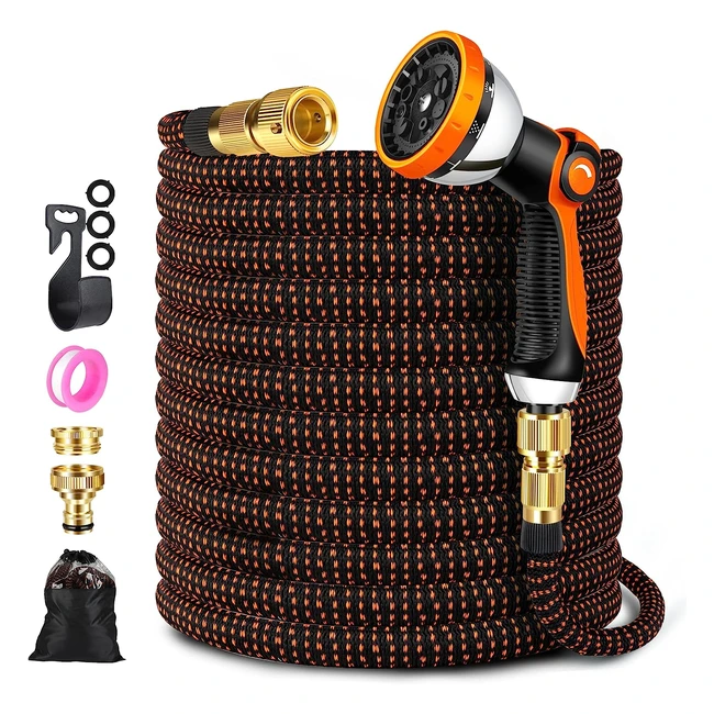 Zarsyn Garden Hose - Durable Expandable Pipe with 10 Spray Patterns - 3750D Heavy Duty Hose