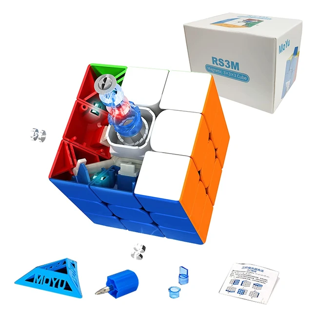 Moyu RS3M - Cube de vitesse magnétique 3x3 sans autocollant - Lisse et facile à tourner - Jeu de cassette classique - Cadeau pour enfants et adultes