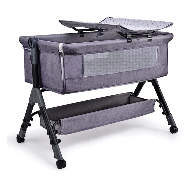Bellababy Bedside Bassinet - Easy Folding Portable Crib Adjustable  Stable - D
