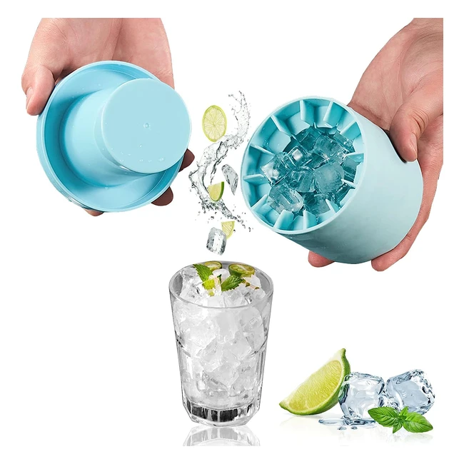 Stampo Cubetti Ghiaccio in Silicone con Coperchio - Facile da Rilasciare - Blue 85x9x8cm