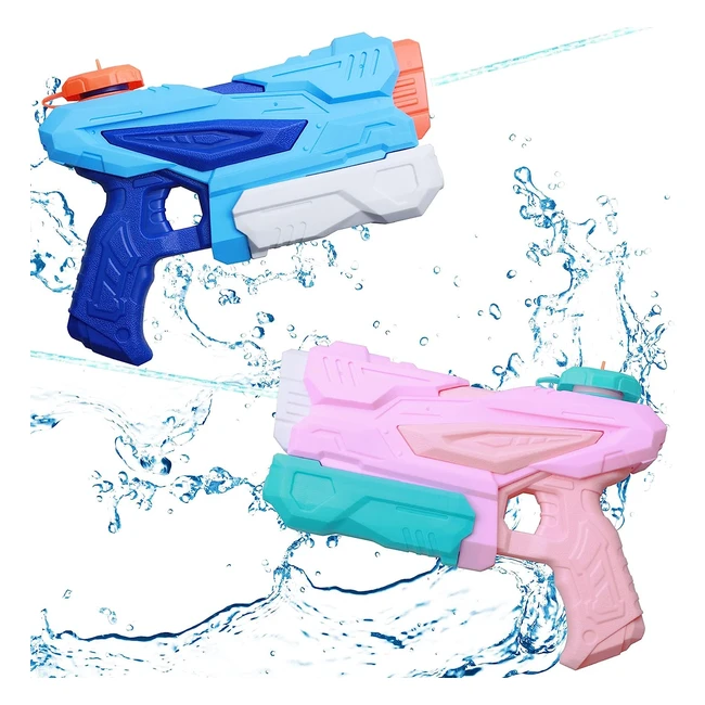 Water Guns 2 Pack - Super Soaker Squirt - Blue Pink - 300ml - Small Water Pistol
