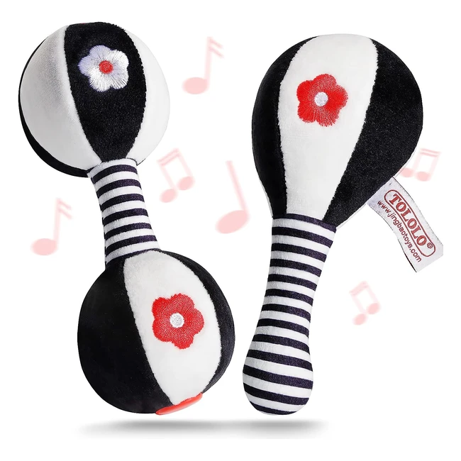 Baby Sensory Soft Rattle Toy - Black and White Maracas - Educational Play Toys