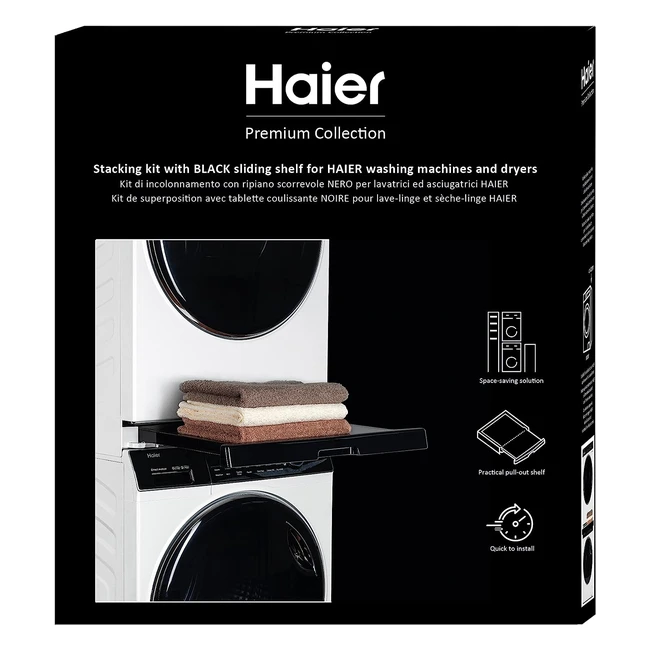 Haier Universal Stacking Kit with Sliding Shelf - Secure & Easy to Install - Perfect for Haier Series 3, 5, 7