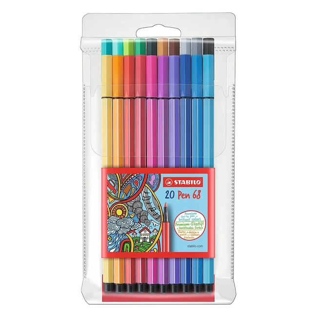 Premium Fibretip Pen Stabilo Pen 68 - 20er Pack - Verschiedene Farben