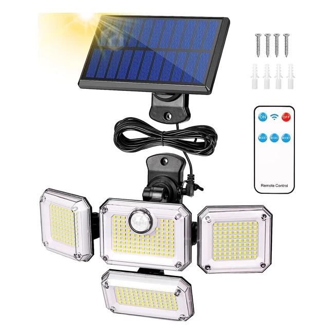 Lampe Solaire Extérieur IP65 Étanche 333 LED 3 Modes Spot Lumière Angle 240 Avec Télécommande