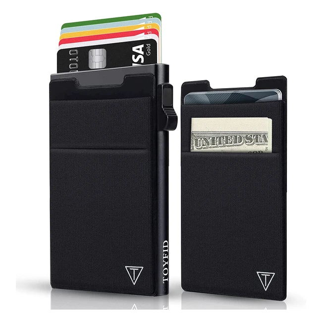 TOYFID Pop Up Credit Card Wallet for Men - Metal Slim Minimalist Cards Holder - 