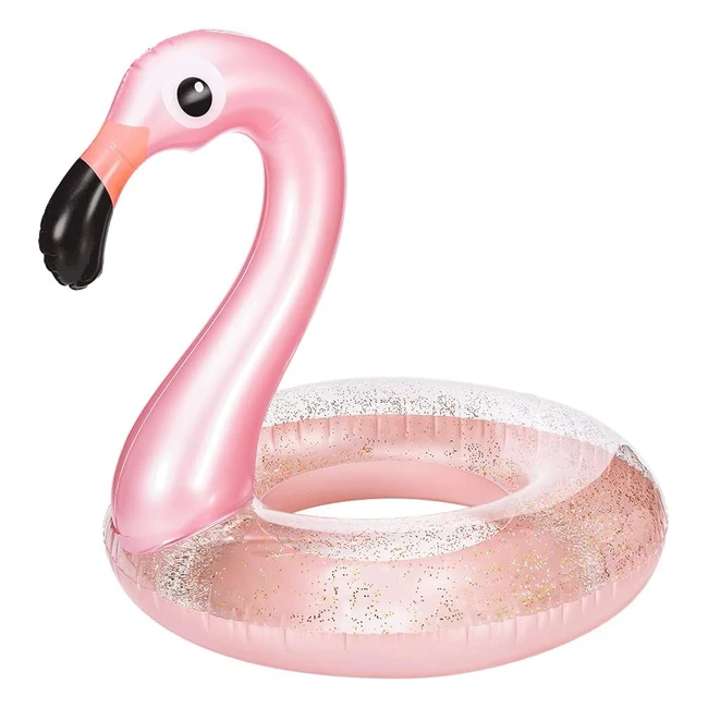 Bouée Flamant Rose Gonflable Glitter - Piscine Plage - 98cm