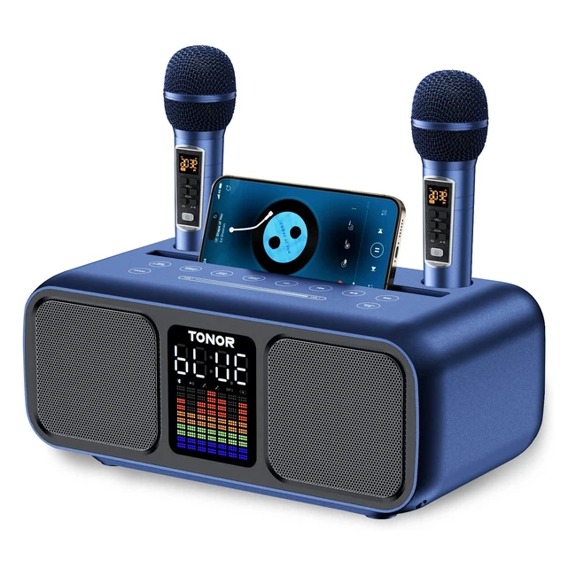 TONOR Karaoke Machine for Adults and Kids - Portable Bluetooth Speaker with 2 UHF Wireless Microphones - Immersive Stereo Sound - LED Lights - Supports Multiple Input Options - K9