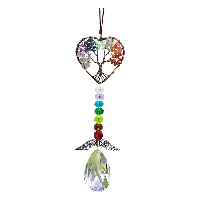 Healing Crystals Decor Tree of Life Car Hanging Accessories Suncatcher with Wings 7 Chakras