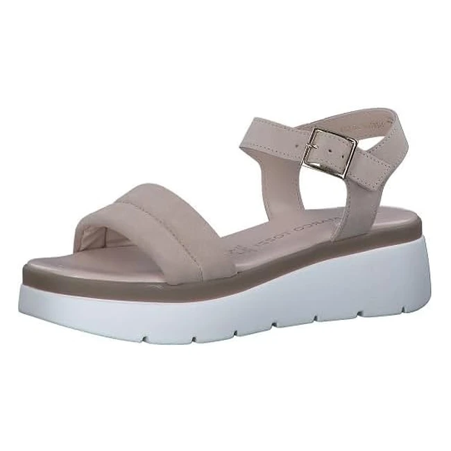 Marco Tozzi Damen Keilsandalette aus hochwertigem Leder, Business Casual, Rose Met Comb