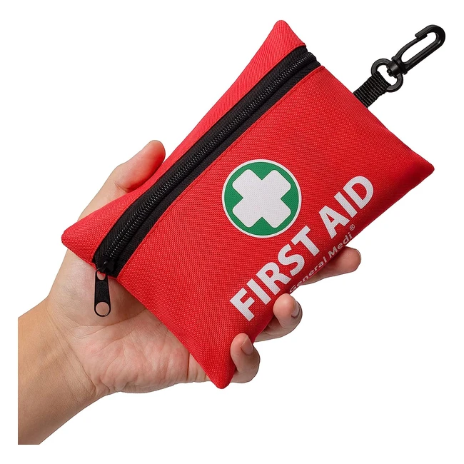110-Piece Small First Aid Kit - Emergency Foil Blanket, Scissors - Travel, Home, Office, Vehicle, Camping, Workplace - Outdoor - Red