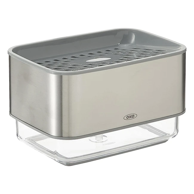 OXO Good Grips Soap Dispensing Sponge Holder - Stainless Steel - Easy Cleaning - Quick Drying