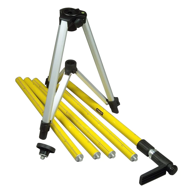 Canne télescopique Stanley 177022, trépied 360m, 5 sections vissables, repères gradués
