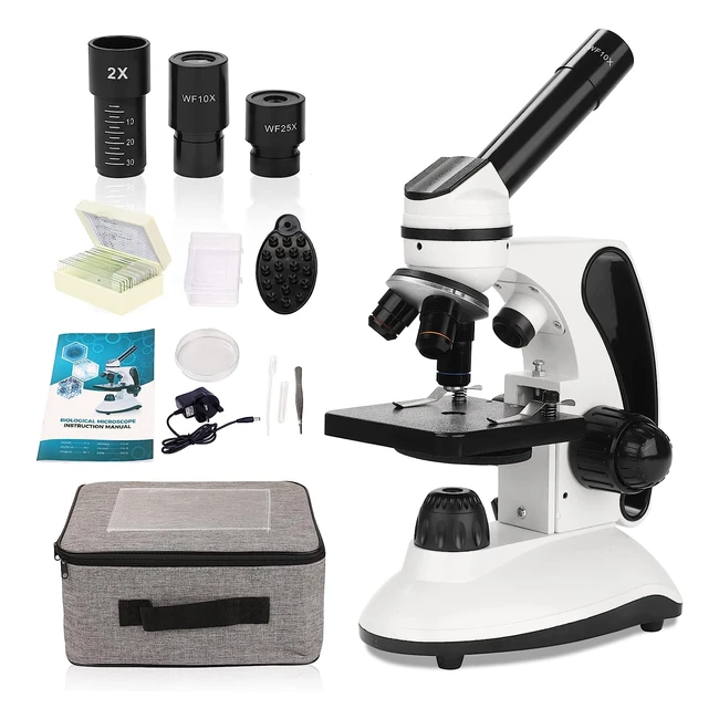 Microscopio 40x2000x para niños y principiantes | Adaptador de teléfono | Juego de portaobjetos | Laboratorio escolar | Investigación científica | Educación