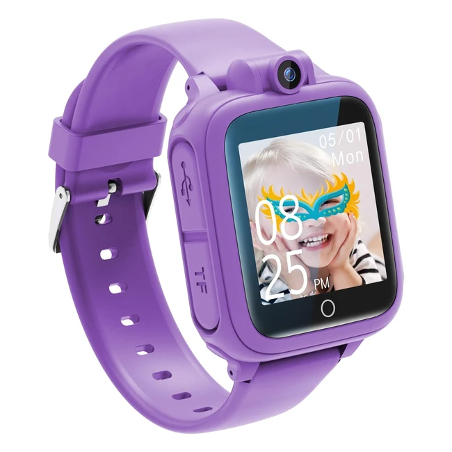 Qhot Kids Smart Watch - 90 Rotating Camera 14 Games - Purple