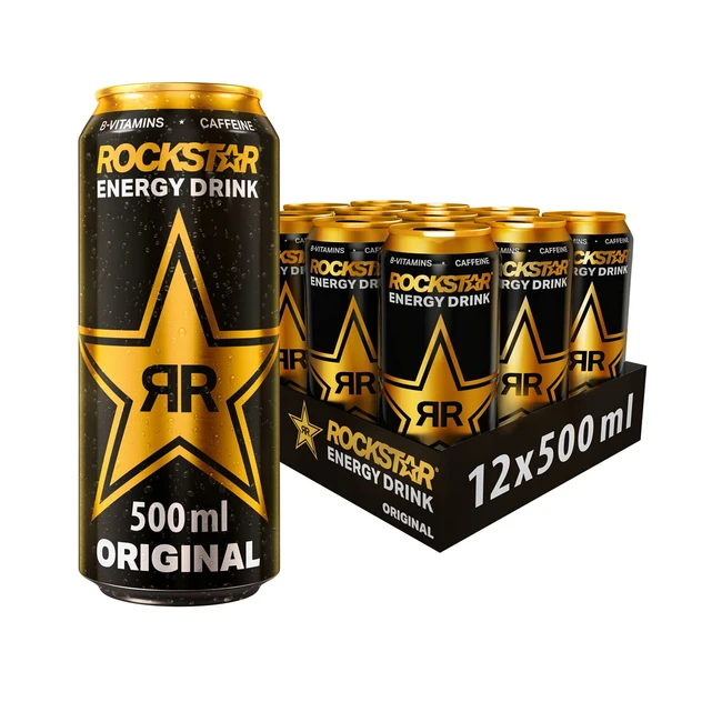 Rockstar Energy Drink Original - Koffeinhaltiges Erfrischungsgetränk für den Energie Kick - Einweg 12x 500ml
